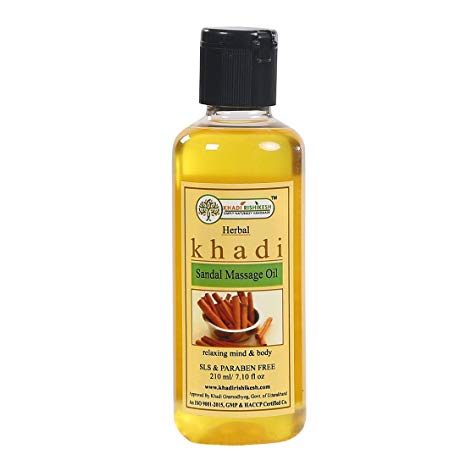 Массажное масло Сандал, 210 мл, производитель Кхади; Sandalwood Herbal Massage Oil, 210 ml, Khadi